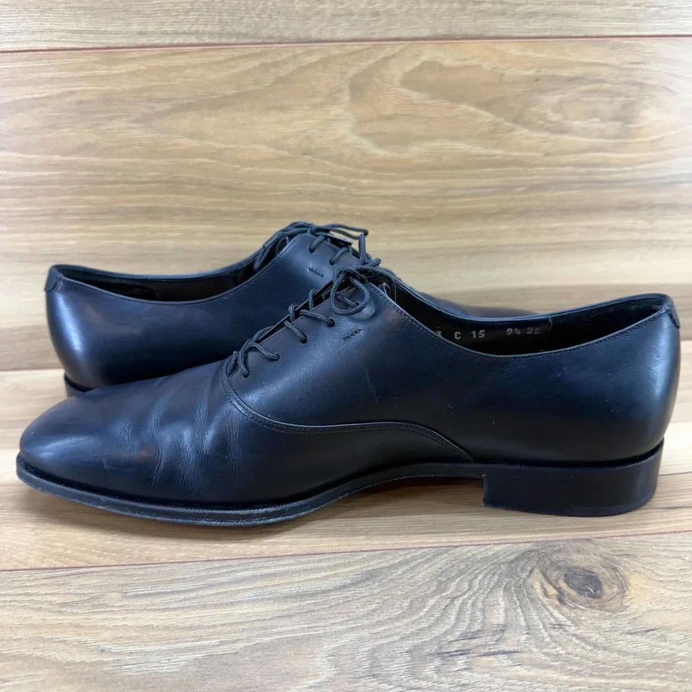 Salvatore Ferragamo Plain Toe Derby 9.5 EE Black Leather Formal Wedding Business
